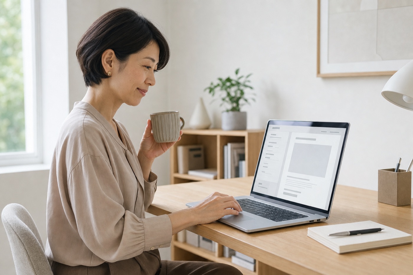 事務所の方がご自身でノートパソコンからサイトを更新している様子